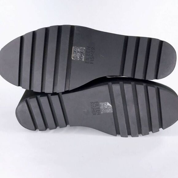 Eileen Fisher Alto Black Suede Wedge Ankle Boots Booties Platform Size 7 Zip - Picture 10 of 14